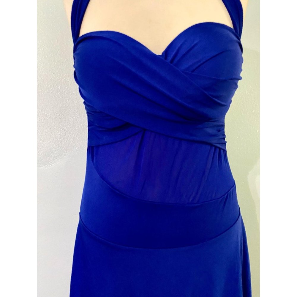 Electric Royal Blue Mesh Cutouts Push Up Dress
